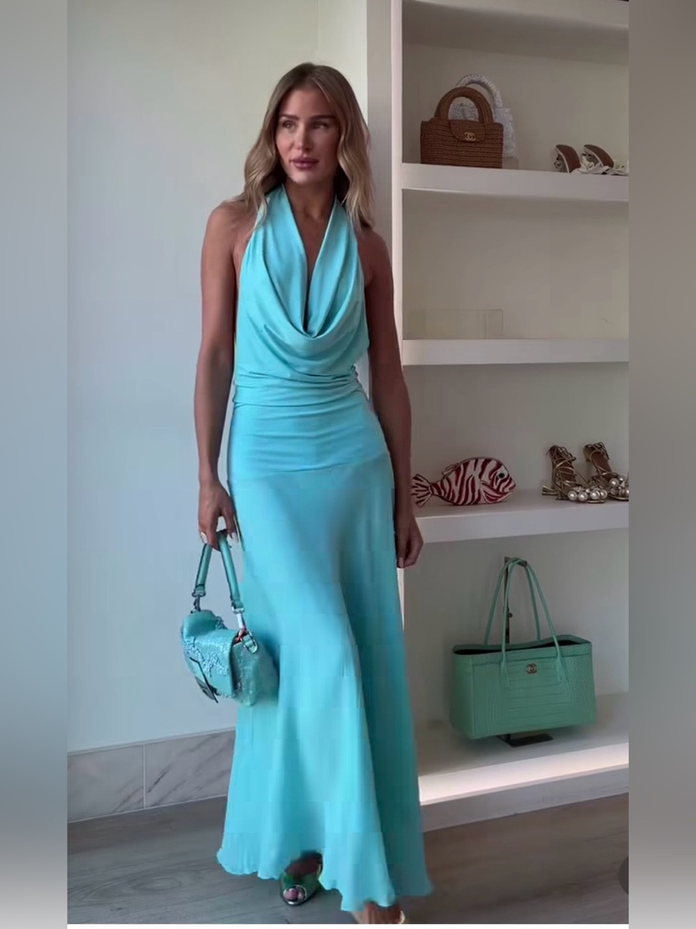 ZARA COMBINATION HALTER MIDI DRESS